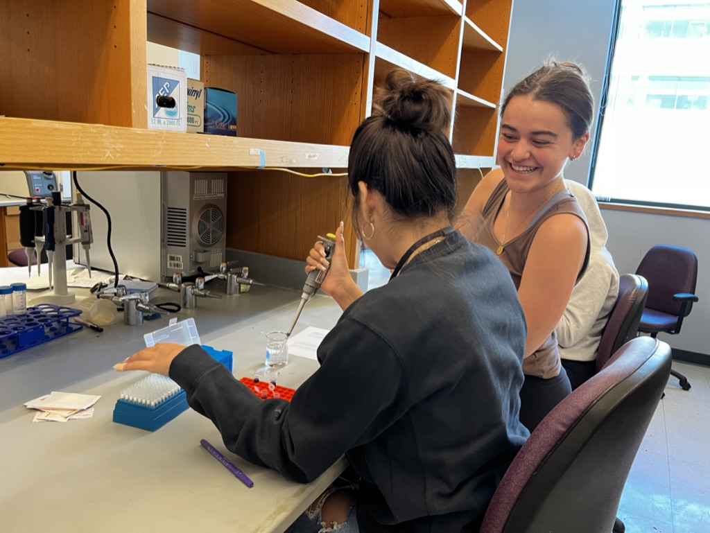 Ceci teaches undergrads how to pipette